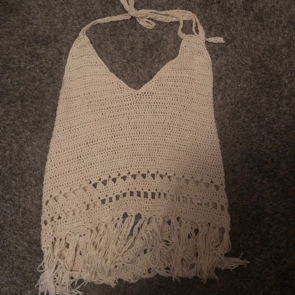 Macrame chrochet beige/nude halter top